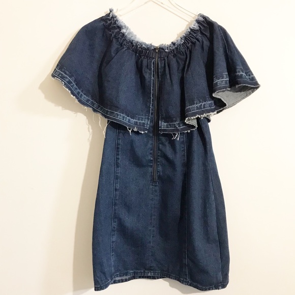 JOA Los Angelos Off Shoulder Denim Dress, Lg NWOT - Picture 6 of 8